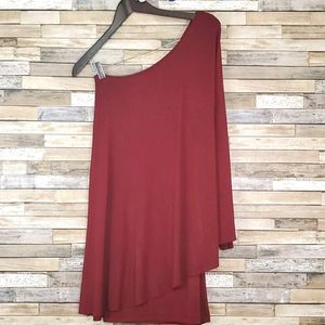 Burgundy One Shoulder Dress